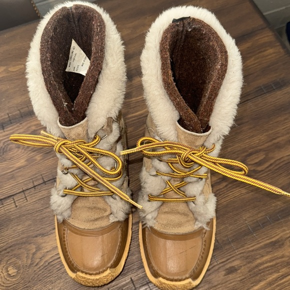 Vintage Sorel Gabrielle felt lined women’s size 6-7 winter/snow boots tan suede - Picture 9 of 10